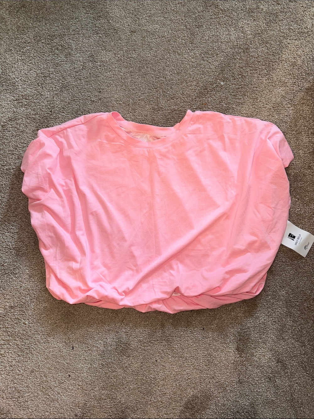 Relaxed Pink Short-Sleeve Bubble Hem Crop Top